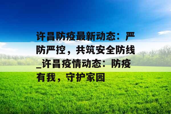 许昌防疫最新动态：严防严控，共筑安全防线_许昌疫情动态：防疫有我，守护家园