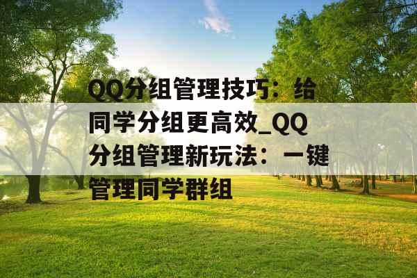 QQ分组管理技巧：给同学分组更高效_QQ分组管理新玩法：一键管理同学群组