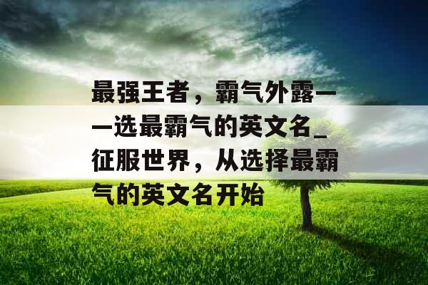 最强王者，霸气外露——选最霸气的英文名_征服世界，从选择最霸气的英文名开始