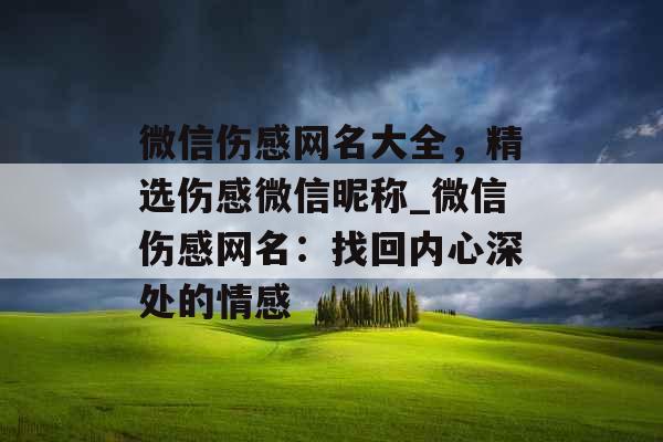 微信伤感网名大全，精选伤感微信昵称_微信伤感网名：找回内心深处的情感