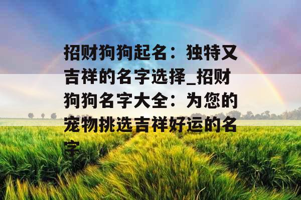 招财狗狗起名：独特又吉祥的名字选择_招财狗狗名字大全：为您的宠物挑选吉祥好运的名字