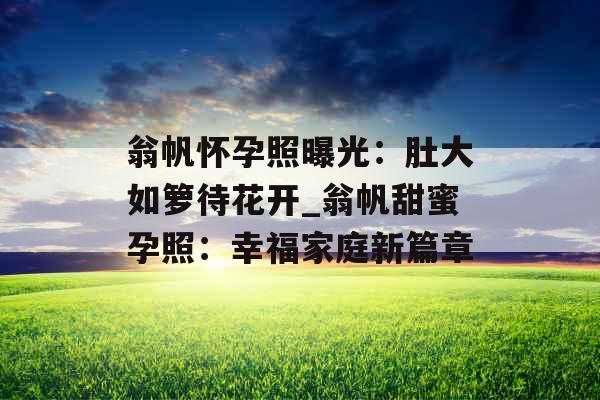 翁帆怀孕照曝光：肚大如箩待花开_翁帆甜蜜孕照：幸福家庭新篇章