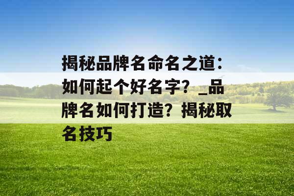 揭秘品牌名命名之道：如何起个好名字？_品牌名如何打造？揭秘取名技巧