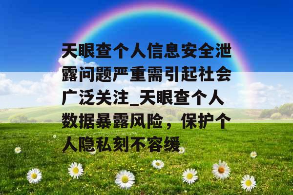 天眼查个人信息安全泄露问题严重需引起社会广泛关注_天眼查个人数据暴露风险，保护个人隐私刻不容缓