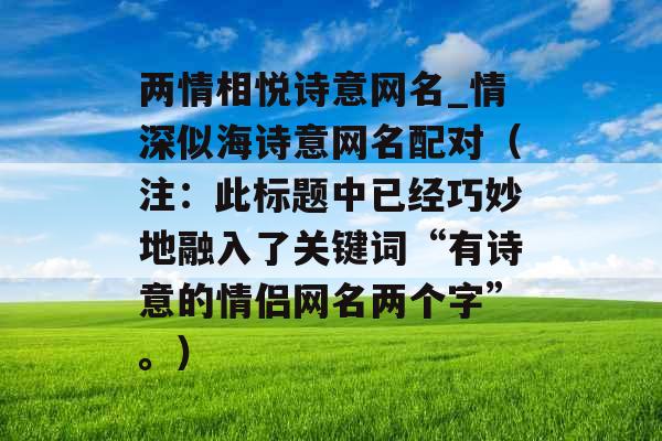 两情相悦诗意网名_情深似海诗意网名配对(注:此标题中已经巧妙地融入了关键词“有诗意的情侣网名两个字”。) 两情相悦诗意网名_情深似海诗意网名配对(注:此标题中已经巧妙地融入了关键词“有诗意的情侣网名两个字”。)