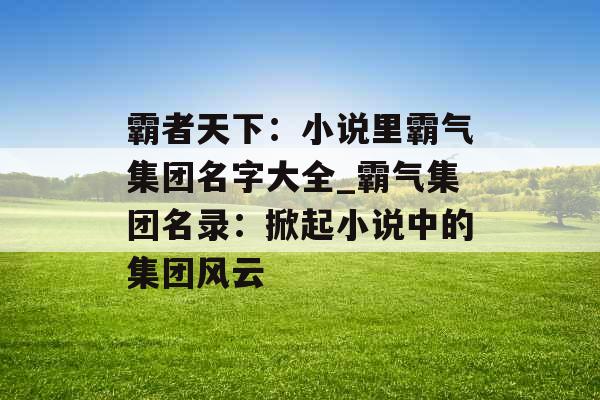 霸者天下：小说里霸气集团名字大全_霸气集团名录：掀起小说中的集团风云