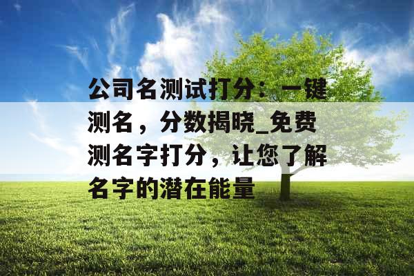 公司名测试打分：一键测名，分数揭晓_免费测名字打分，让您了解名字的潜在能量