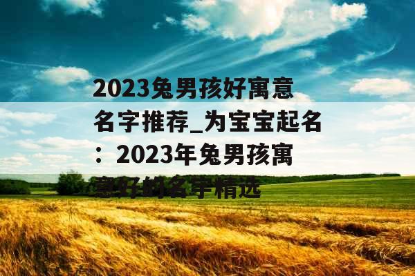 2023兔男孩好寓意名字推荐_为宝宝起名：2023年兔男孩寓意好的名字精选