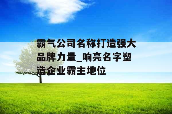 霸气公司名称打造强大品牌力量_响亮名字塑造企业霸主地位