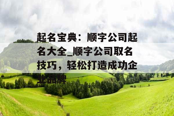 起名宝典：顺字公司起名大全_顺字公司取名技巧，轻松打造成功企业品牌