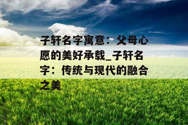 子轩名字寓意：父母心愿的美好承载_子轩名字：传统与现代的融合之美