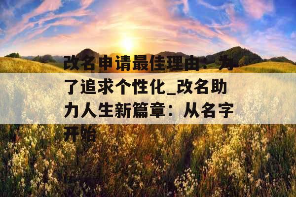 改名申请最佳理由：为了追求个性化_改名助力人生新篇章：从名字开始