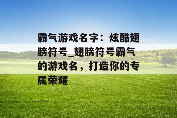 霸气游戏名字：炫酷翅膀符号_翅膀符号霸气的游戏名，打造你的专属荣耀