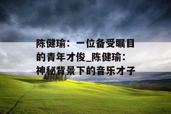 陈健瑜：一位备受瞩目的青年才俊_陈健瑜：神秘背景下的音乐才子