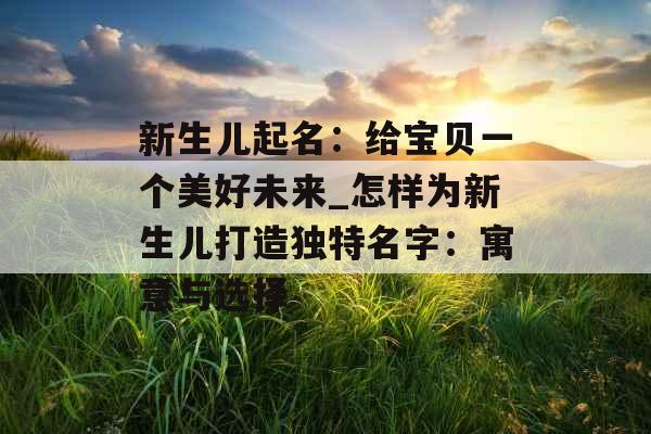 新生儿起名：给宝贝一个美好未来_怎样为新生儿打造独特名字：寓意与选择