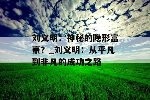 刘义明：神秘的隐形富豪？_刘义明：从平凡到非凡的成功之路