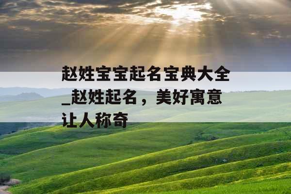 赵姓宝宝起名宝典大全_赵姓起名，美好寓意让人称奇