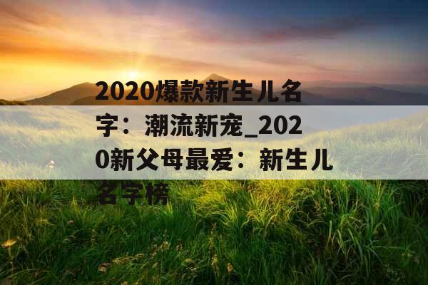 2020爆款新生儿名字：潮流新宠_2020新父母最爱：新生儿名字榜