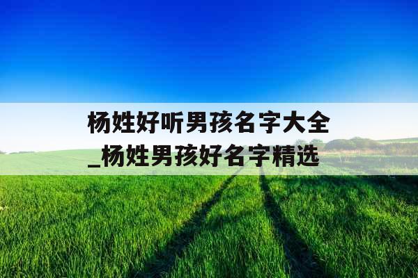 杨姓好听男孩名字大全_杨姓男孩好名字精选