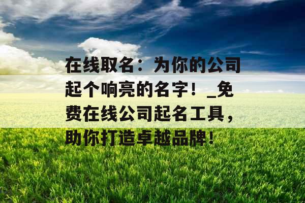 在线取名：为你的公司起个响亮的名字！_免费在线公司起名工具，助你打造卓越品牌！