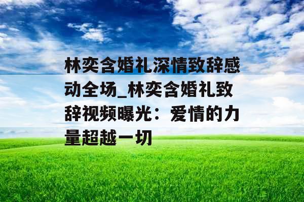 林奕含婚礼深情致辞感动全场_林奕含婚礼致辞视频曝光：爱情的力量超越一切