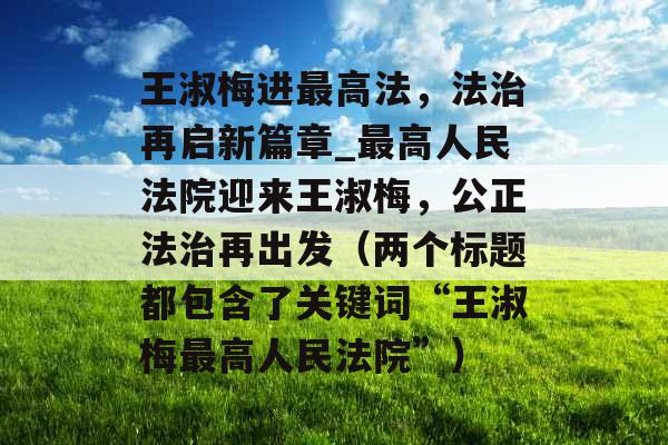 王淑梅进最高法，法治再启新篇章_最高人民法院迎来王淑梅，公正法治再出发（两个标题都包含了关键词“王淑梅最高人民法院”）