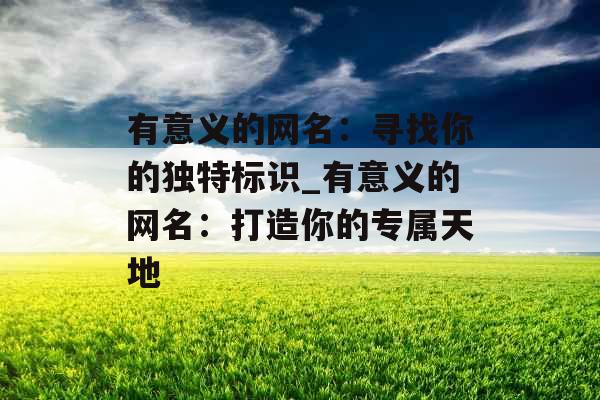 有意义的网名：寻找你的独特标识_有意义的网名：打造你的专属天地