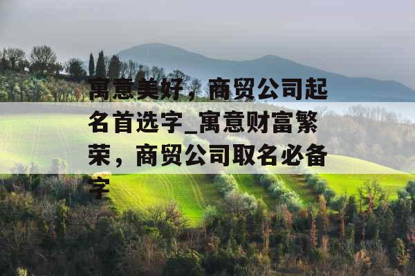 寓意美好，商贸公司起名首选字_寓意财富繁荣，商贸公司取名必备字