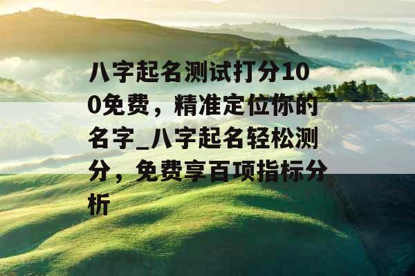 八字起名测试打分100免费，精准定位你的名字_八字起名轻松测分，免费享百项指标分析