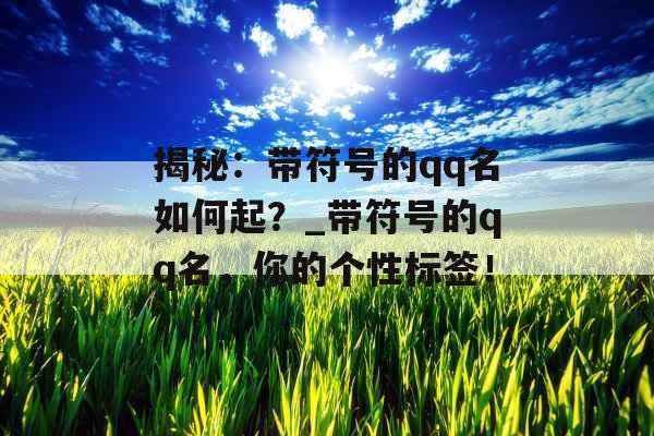 揭秘：带符号的qq名如何起？_带符号的qq名，你的个性标签！