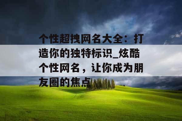 个性超拽网名大全：打造你的独特标识_炫酷个性网名，让你成为朋友圈的焦点