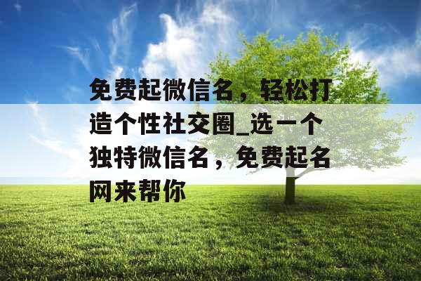 免费起微信名，轻松打造个性社交圈_选一个独特微信名，免费起名网来帮你