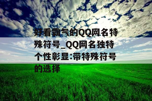 好看霸气的QQ网名特殊符号_QQ网名独特个性彰显:带特殊符号的选择