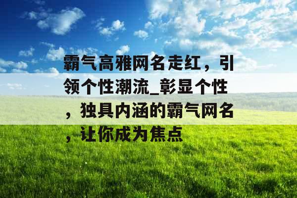 霸气高雅网名走红，引领个性潮流_彰显个性，独具内涵的霸气网名，让你成为焦点