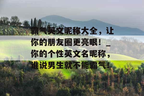 霸气英文昵称大全，让你的朋友圈更亮眼！_你的个性英文名昵称，谁说男生就不能霸气！