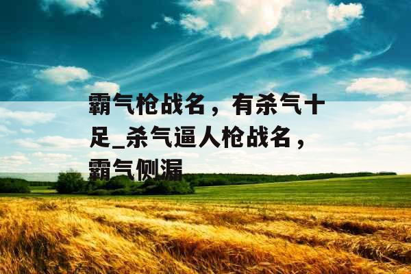 霸气枪战名，有杀气十足_杀气逼人枪战名，霸气侧漏