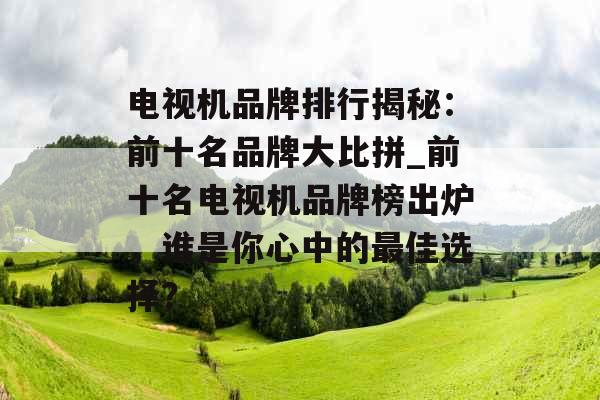 电视机品牌排行揭秘：前十名品牌大比拼_前十名电视机品牌榜出炉，谁是你心中的最佳选择？