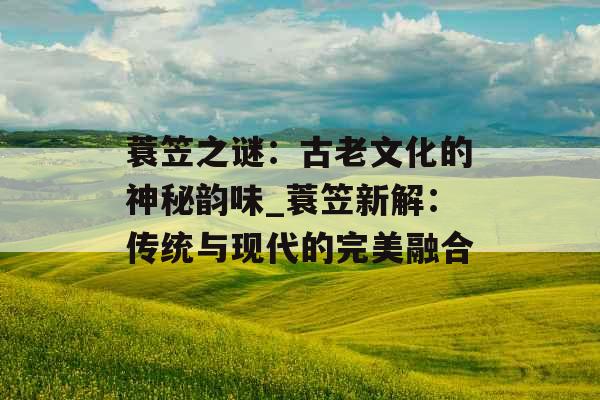 蓑笠之谜：古老文化的神秘韵味_蓑笠新解：传统与现代的完美融合