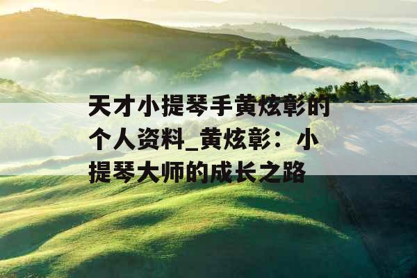 天才小提琴手黄炫彰的个人资料_黄炫彰：小提琴大师的成长之路