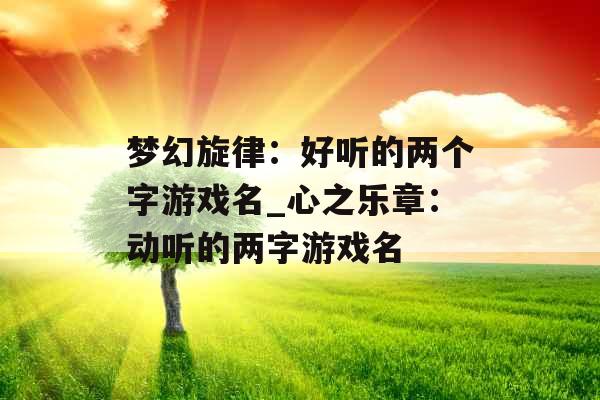 梦幻旋律：好听的两个字游戏名_心之乐章：动听的两字游戏名