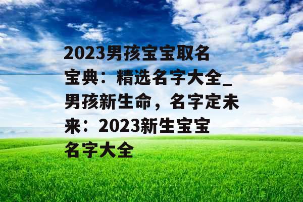 2023男孩宝宝取名宝典：精选名字大全_男孩新生命，名字定未来：2023新生宝宝名字大全