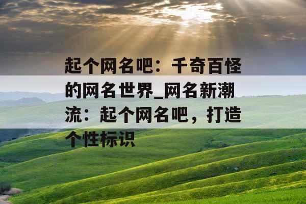 起个网名吧：千奇百怪的网名世界_网名新潮流：起个网名吧，打造个性标识