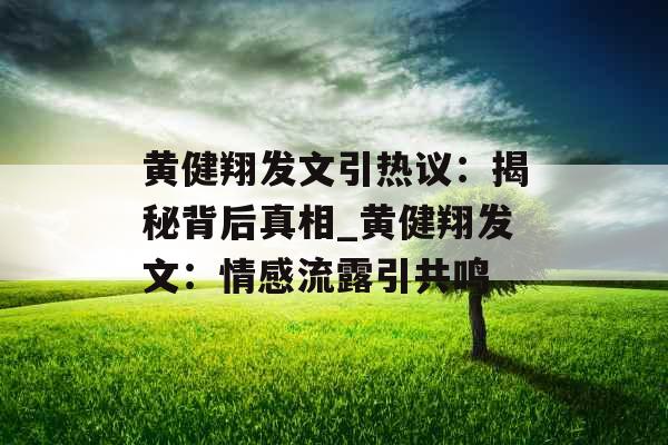 黄健翔发文引热议：揭秘背后真相_黄健翔发文：情感流露引共鸣