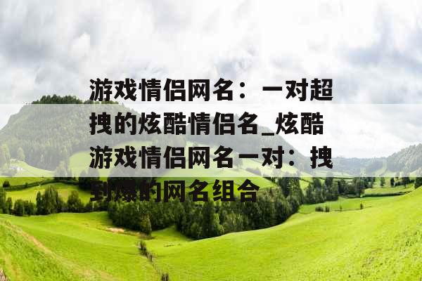 游戏情侣网名：一对超拽的炫酷情侣名_炫酷游戏情侣网名一对：拽到爆的网名组合