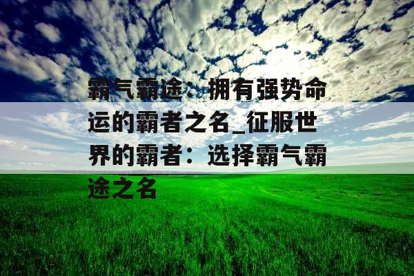 霸气霸途：拥有强势命运的霸者之名_征服世界的霸者：选择霸气霸途之名