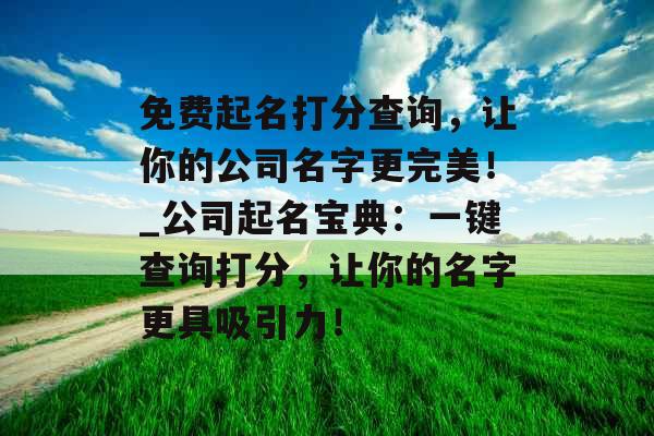 免费起名打分查询，让你的公司名字更完美！_公司起名宝典：一键查询打分，让你的名字更具吸引力！