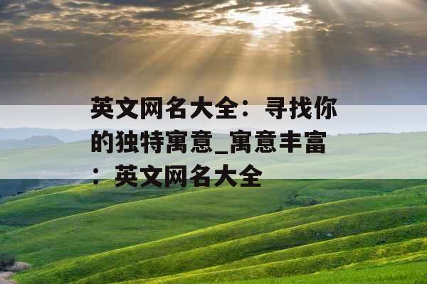 英文网名大全：寻找你的独特寓意_寓意丰富：英文网名大全