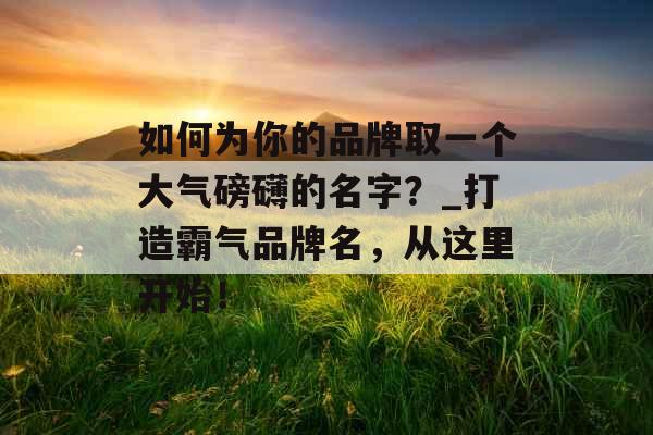 如何为你的品牌取一个大气磅礴的名字？_打造霸气品牌名，从这里开始！