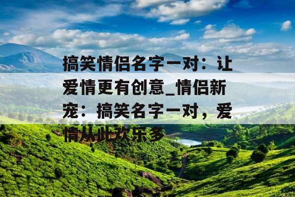 搞笑情侣名字一对：让爱情更有创意_情侣新宠：搞笑名字一对，爱情从此欢乐多