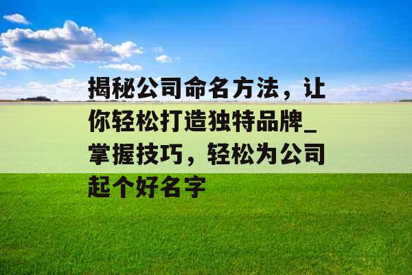 揭秘公司命名方法，让你轻松打造独特品牌_掌握技巧，轻松为公司起个好名字